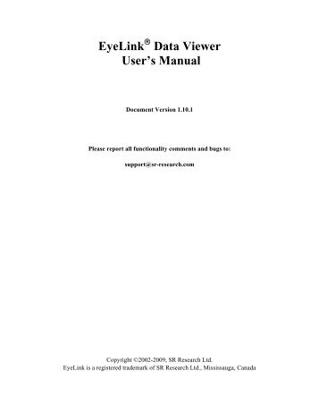 EyeLink Data Viewer User's Manual