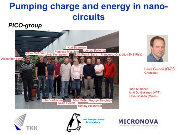 Pumping charge and energy in nano - Low Temperature Laboratory