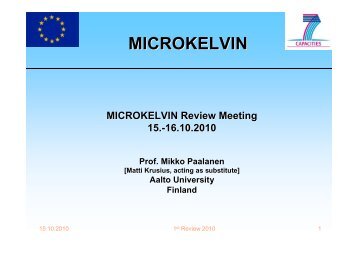 MicroKelvin, Matti Krusius - Low Temperature Laboratory