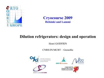 Dilution Refrigerators - Low Temperature Laboratory