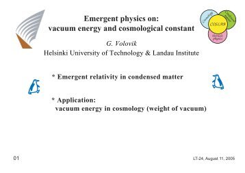 vacuum energy and cosmological constant - Low Temperature ...