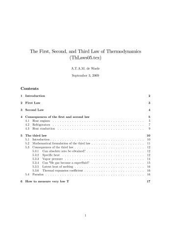 The First, Second, and Third Law of Thermodynamics - Low ...