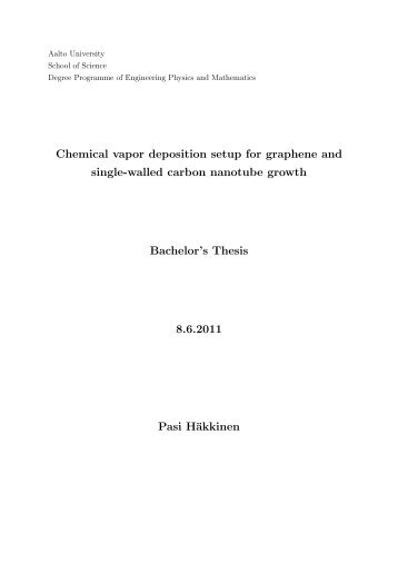 Chemical vapor deposition setup for graphene and single-walled ...