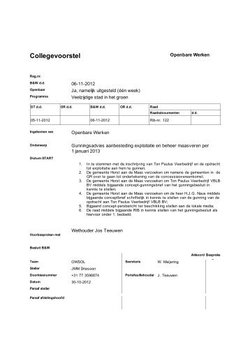 Collegevoorstel gunning maasveren def.pdf - Bestuurlijk Informatie ...