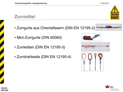 Unterweisungshilfe Ladungssicherung