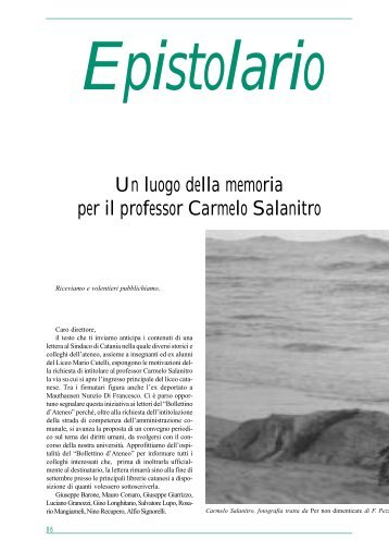 Un luogo della memoria per il professor Carmelo Salanitro