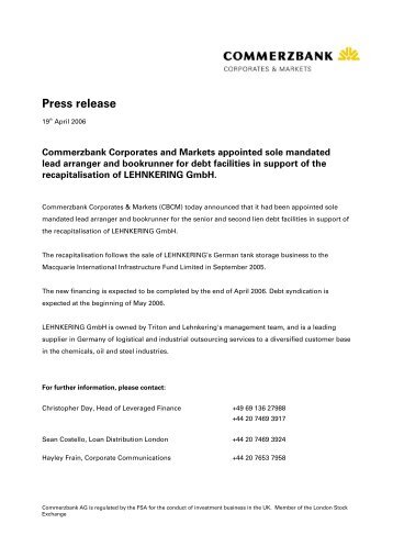 Press release - Commerzbank