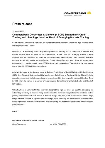 (CBCM) Strengthens CreditTrading and hires Inga Johal as Head of ...