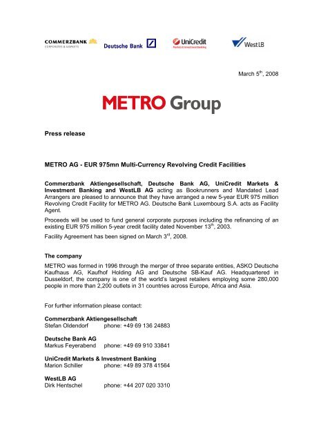 Metro Press Release Commerzbank