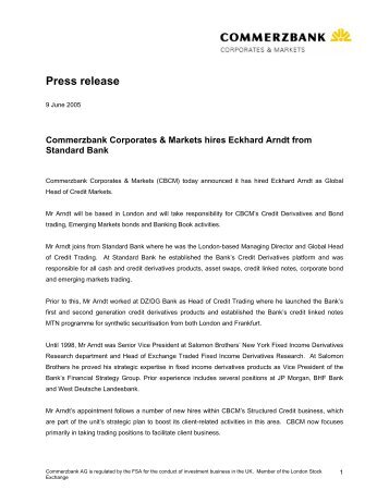 Commerzbank Corporates & Markets hires Eckhard Arndt from ...
