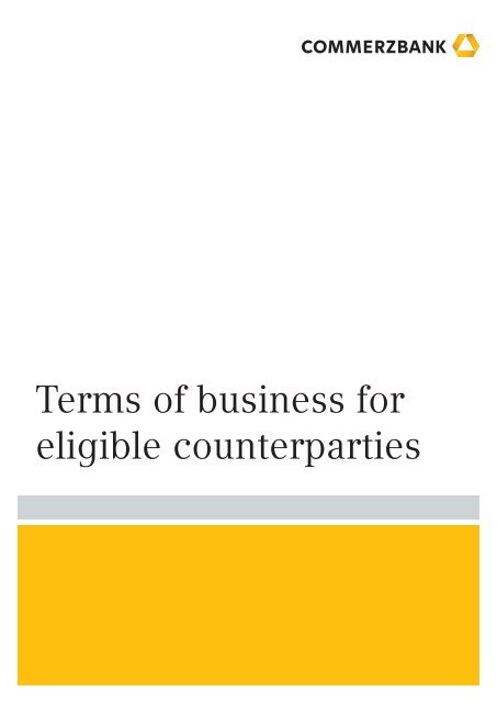 Terms of business for eligible counterparties - Commerzbank ...