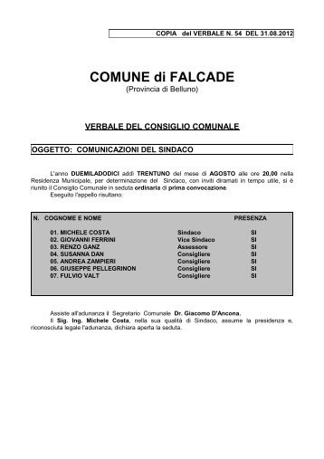 COMUNE di FALCADE - My Portal