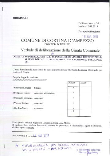 ripubblicazione delibera di giunta comunale n. 36 ... - Regione Veneto