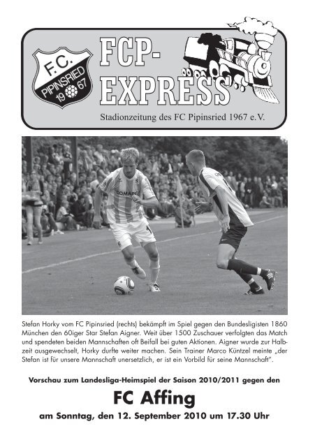 Stadionzeitung FCP – FC Affing 12.9.2010 - FC Pipinsried