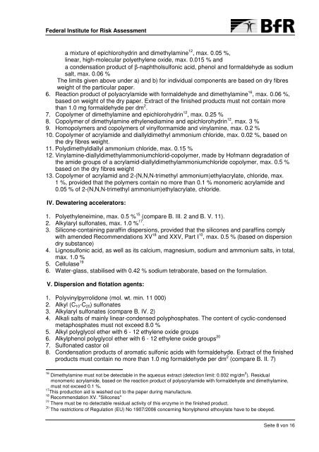 XXXVI. Paper and board for food contact