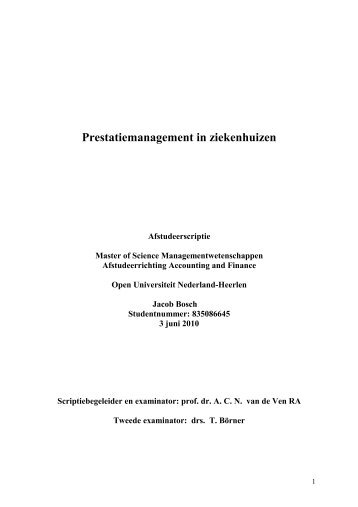 Prestatiemanagement in ziekenhuizen - DSpace at Open ...