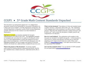 Content Standards Unpacked - Bibb County Schools