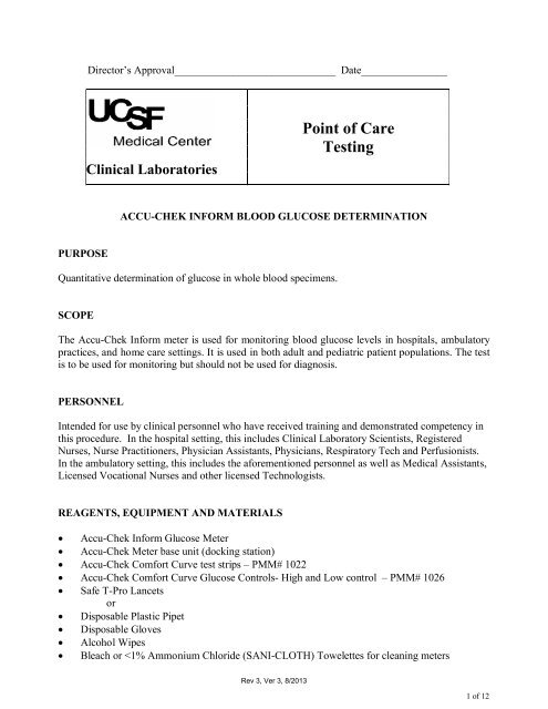 Accu Check Inform Blood Glucose Determination
