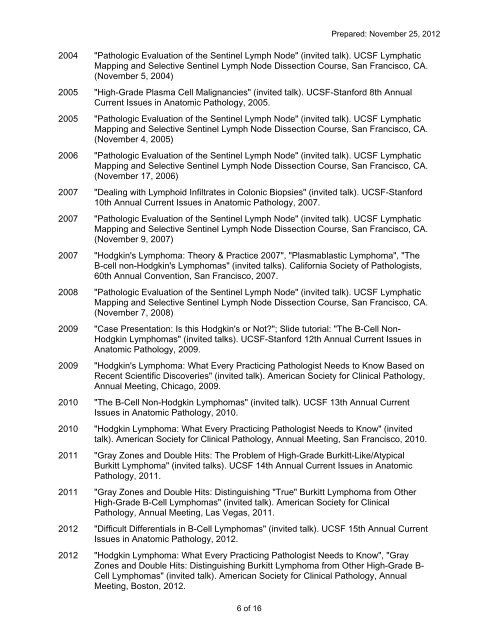 Detailed CV - Departments of Pathology and Laboratory Medicine ...