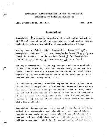 Hemoglobin Electrophoresis In The Differential Diagnosis Of ...