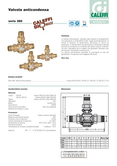 Valvola anticondensa - Caleffi