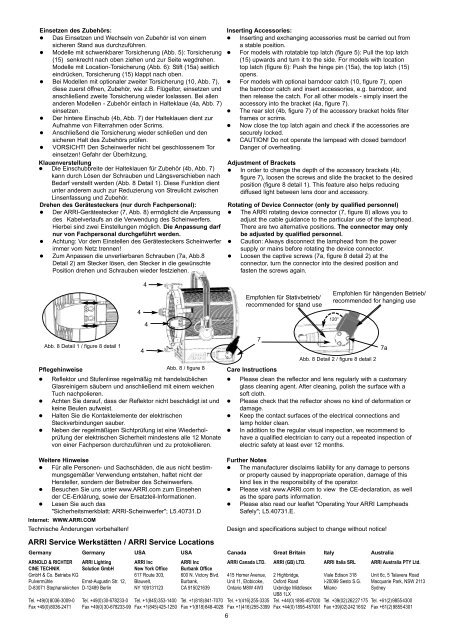 Kurzanleitung Short Instructions - ARRI Lighting Rental