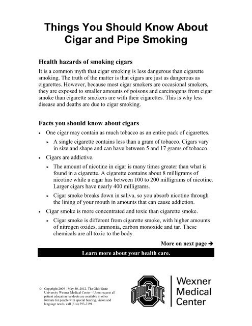 Things You Should Know About Cigar and Pipe Smoking - Patient ...