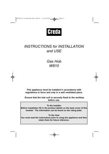 INSTRUCTIONS for INSTALLATION and USE Gas Hob ... - ImageBank