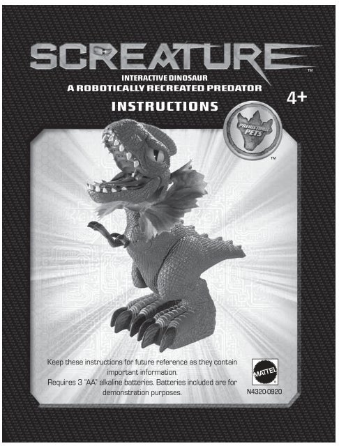 Mattel 2008 Screature Interactive Dinosaur N4320 for sale online 