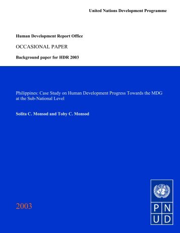 Case Study on Human Development Progress Towards the MDG at ...