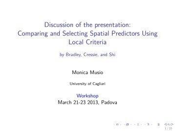 Discussion of the presentation: Comparing and Selecting Spatial ...