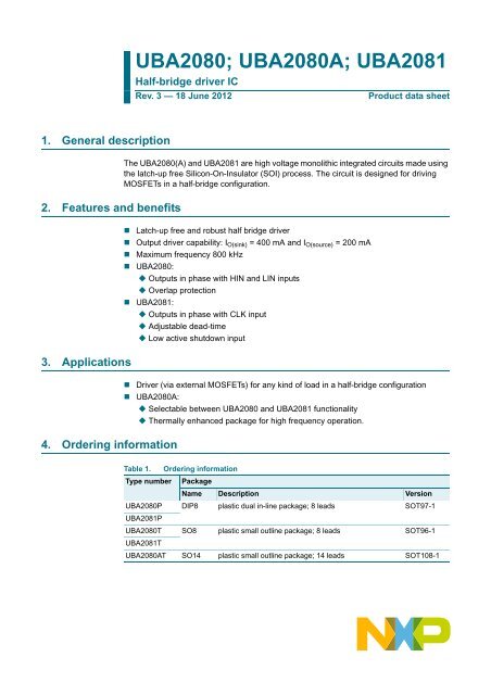 UBA2080_UBA2081 - NXP Semiconductors