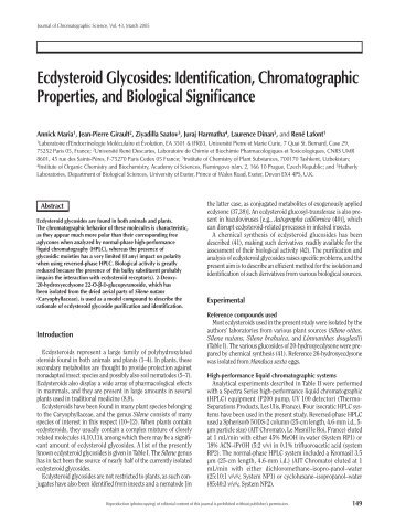 Ecdysteroid Glycosides - Journal of Chromatographic Science