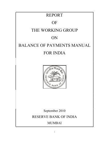 report of the working group on balance of payments manual for india