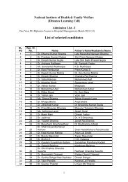 List of selected candidates - National Institute of health and family ...