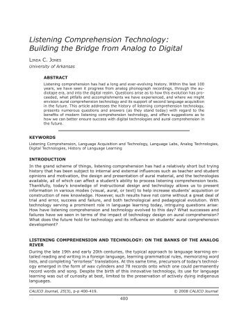 Listening Comprehension Technology: Building the Bridge ... - Calico