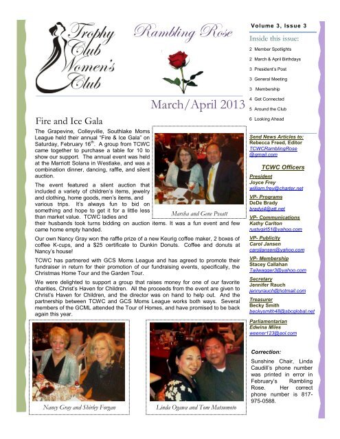 March and April - Trophy Club Women's Club