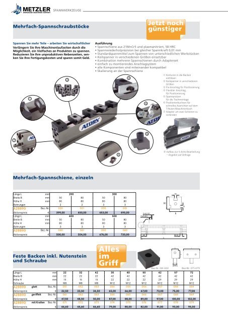 • Zerspanungswerkzeuge • Spannwerkzeuge • Mess- und - Metzler