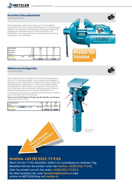 • Zerspanungswerkzeuge • Spannwerkzeuge • Mess- und - Metzler