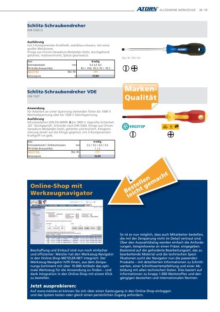 • Zerspanungswerkzeuge • Spannwerkzeuge • Mess- und - Metzler