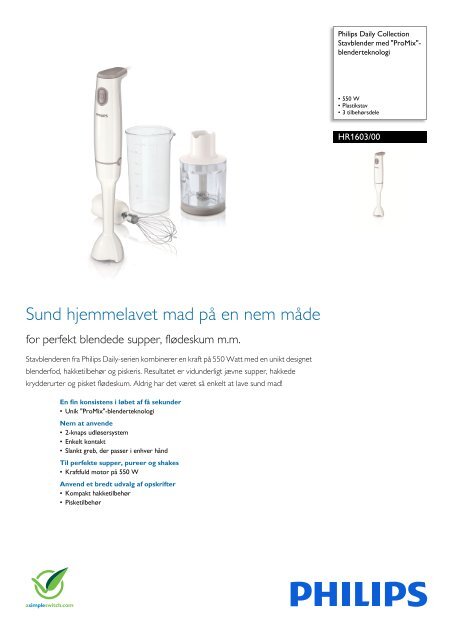 HR1603/00 Philips Stavblender &quot;ProMix&quot;-blenderteknologi