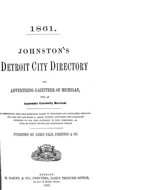 Detroit R L Polk City Directory 1861 - JewishGen KehilaLinks