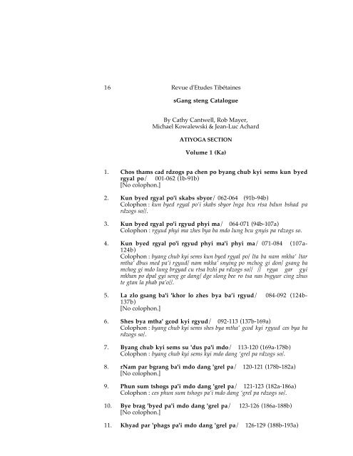 Sgang Steng Catalogue