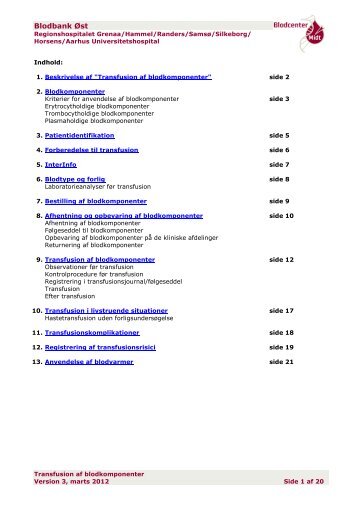 Transfusion af blodkomponenter - e-Dok - Region Midtjylland