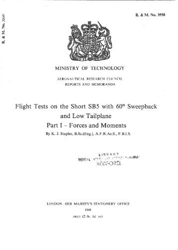 Flight Tests on the Short SB5 with 60 ° and Low Tailplane Part I ...