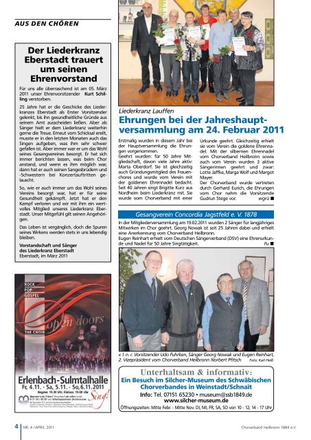 InTakt Ausgabe April 2011 - Chorverband Heilbronn