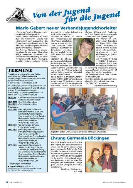 InTakt Ausgabe April 2011 - Chorverband Heilbronn