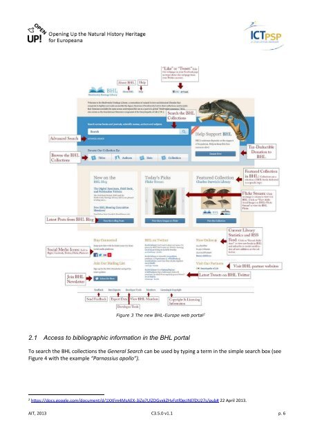 C3.5.0 Integration with BHL Portal - OpenUp!