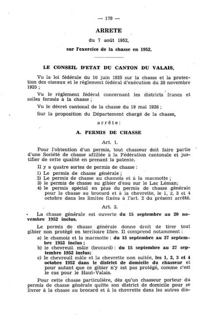 — 184 — Arrêté du 2 mai 1951, concernant le ... - Etat du Valais