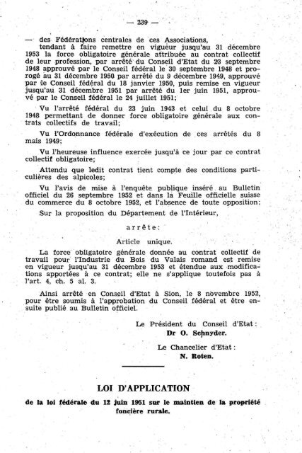 — 184 — Arrêté du 2 mai 1951, concernant le ... - Etat du Valais